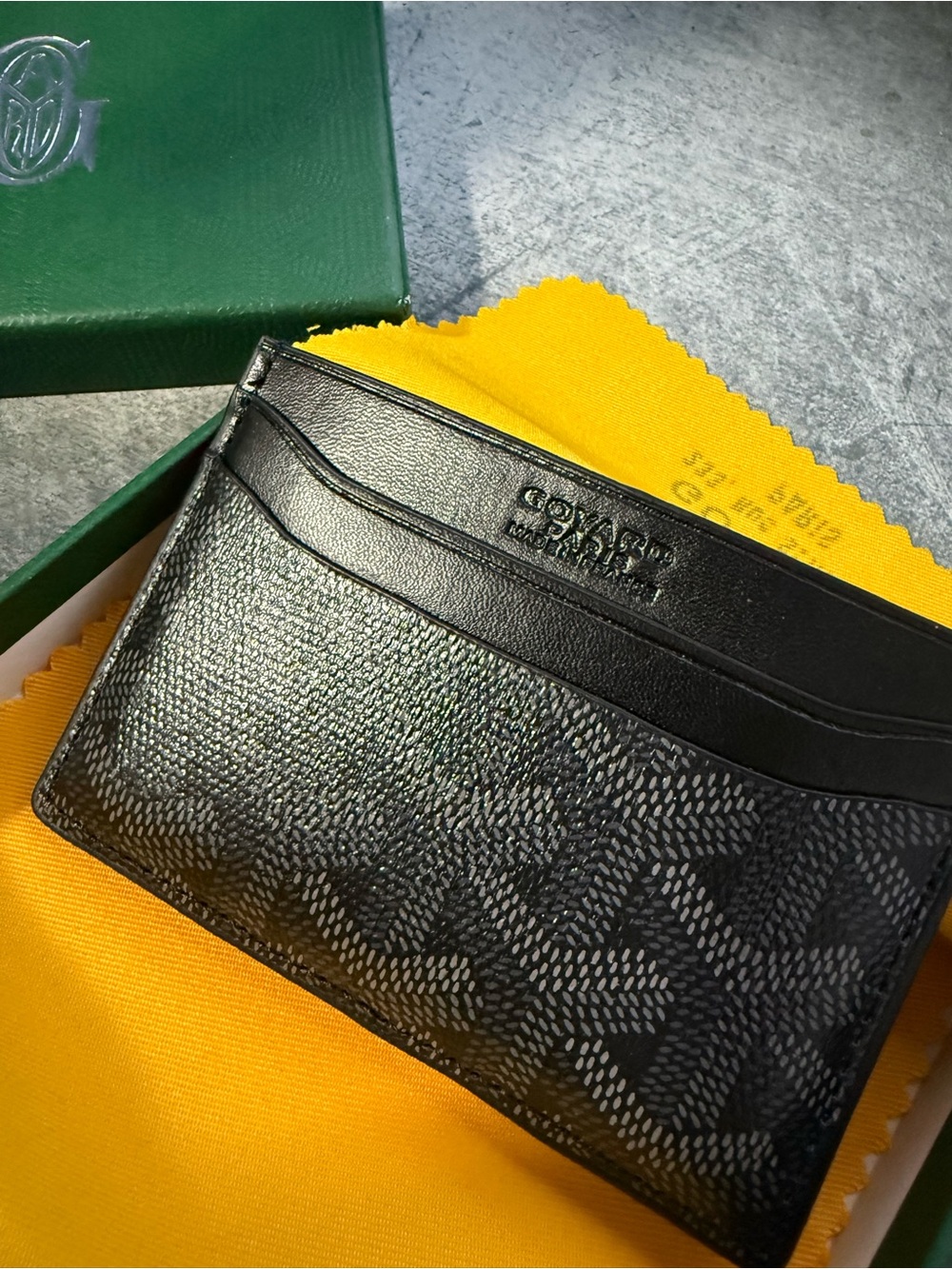 Goyard Black Signature Chevron Card Case